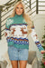 Canton Christmas Reindeer and Snowflake Pattern Colorful Turtleneck Sweater