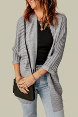 Cardigan en maille côtelé gris ouvert sur le devant-A WOMAN WE LOVE