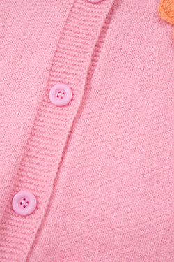 Cardigan Pink buttoned with floral pattern *