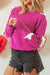 Loose round neck sweater with red pink bow tie