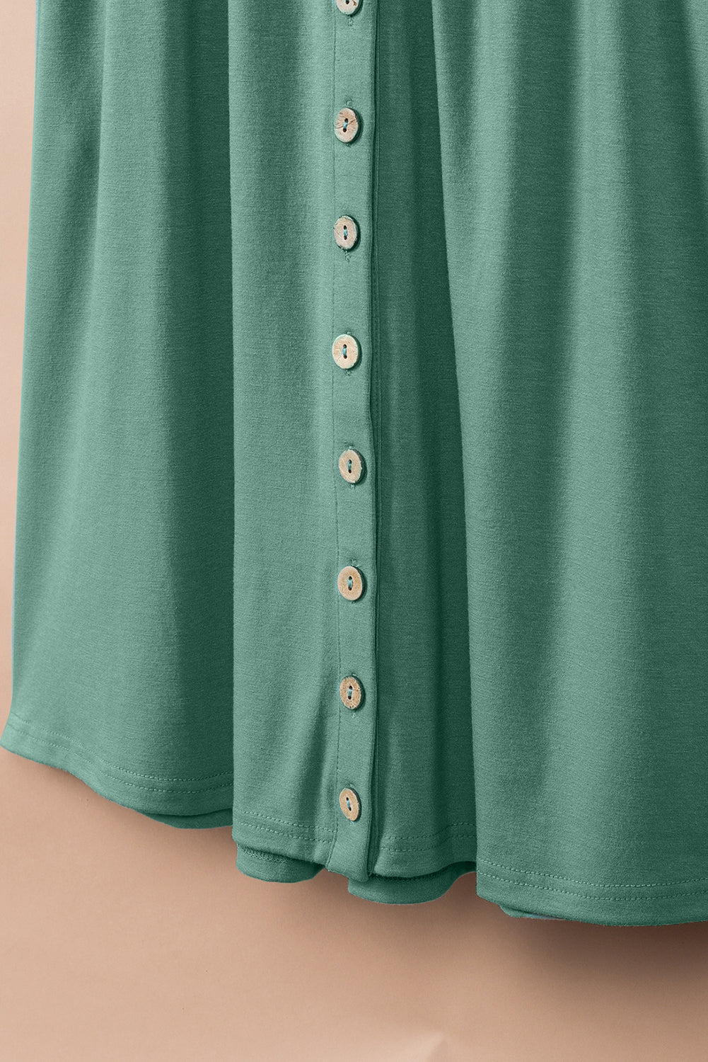 Green Buttons Sleeveless High Waist Mini Dress