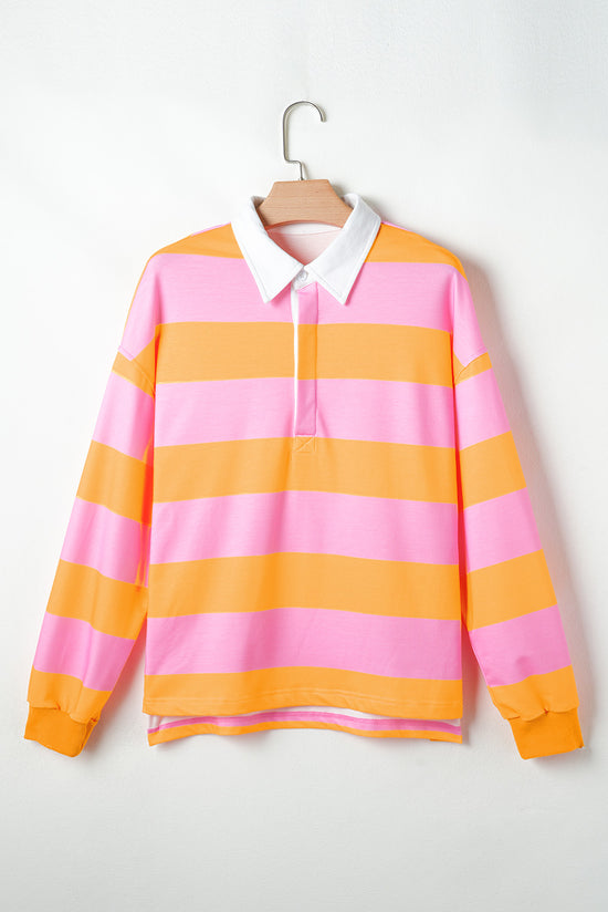 Yellow striped polo neck sweatshirt