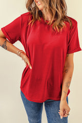 Camiseta roja de color rojo sin redondo