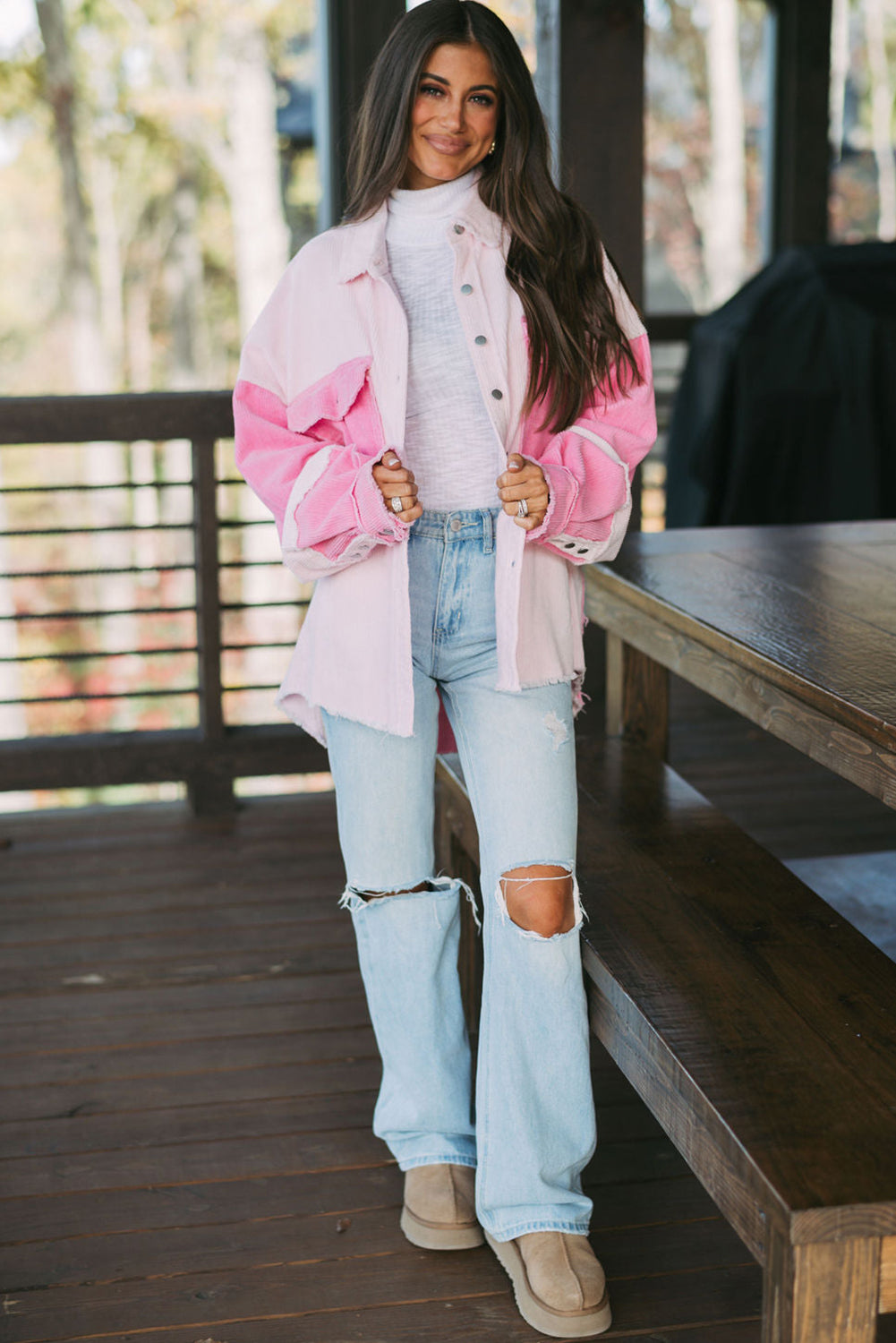 Chaqueta de terciopelo de Côte con costuras de delicadeza de Bicolores expuestas