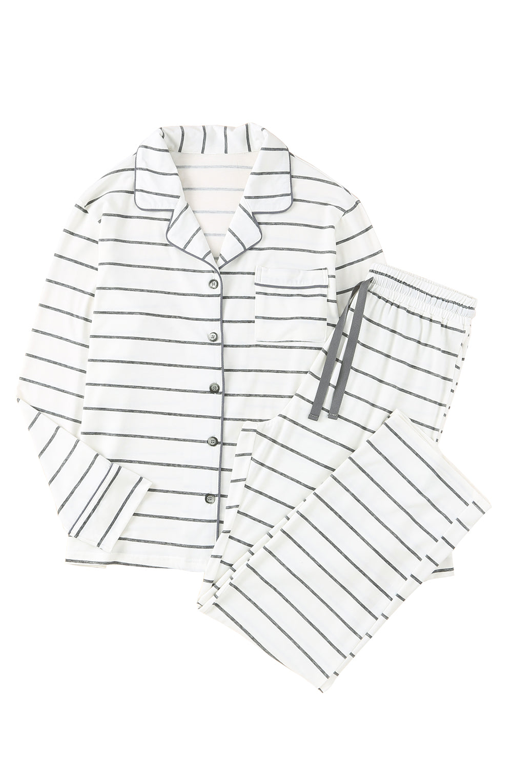 Striped Print Long Sleeve und Hosen -Pyjama -Set