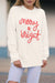 Christmas sweater with white stripes with joyful and bright letters