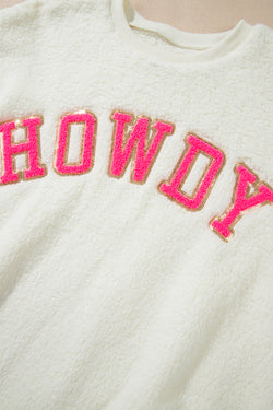 Beige Sherpa HOWDY Sweatshirt with Patches