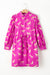 Pink Cheetah Print Drawstring Tunic Shirt Dress