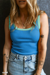 Débardeur bleu en tricot côtelé *-A WOMAN WE LOVE
