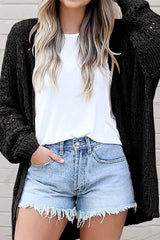 Cardigan décontracté noir à manches dolman en tricot creux-A WOMAN WE LOVE