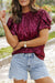 Bordeaux blouse with short sleeves and sparkling sequins