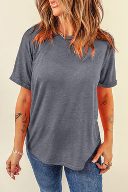 Camiseta gris de duelo con cuello redondo