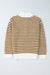 Khaki striped sweater with zipped collar and dropped shoulders