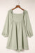 Short babydoll style dress with puffed sleeves and square neck