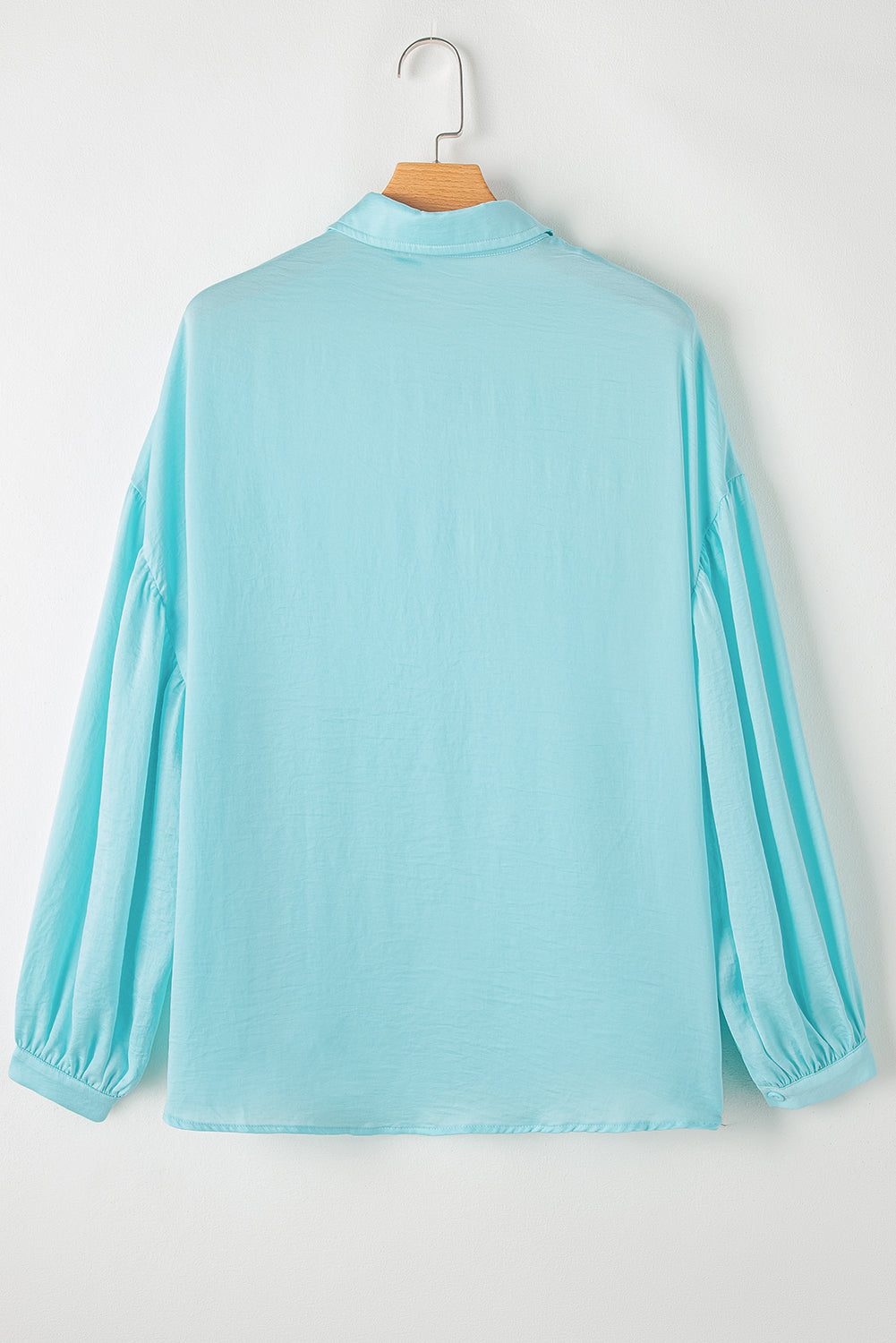 Islandia Blue Solid Puff manga Fit Botoned Camiseta