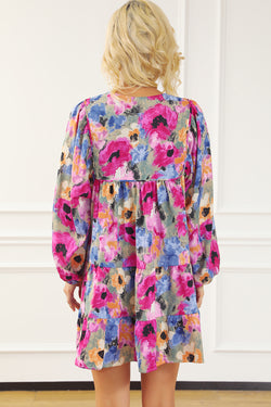 Robe droite multicolore à fleurs *