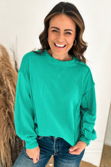 Sweat-shirt à col rond avec épissage vert menthe