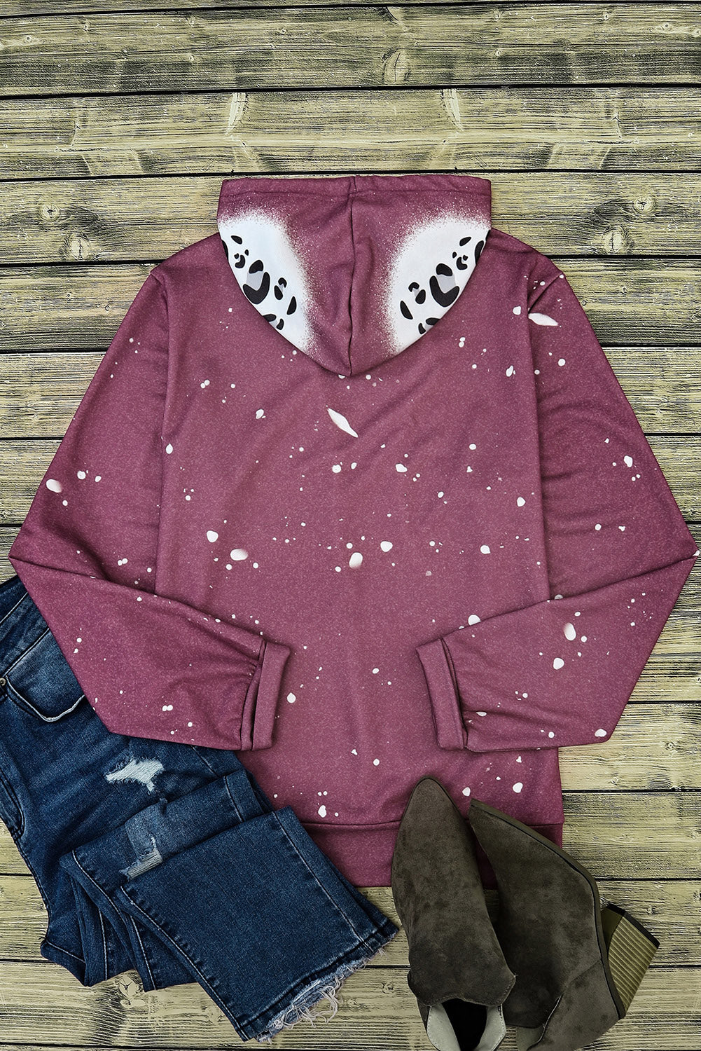 Leopardo Tie Dye Print Kangaroo Pocket Plever Hoodie