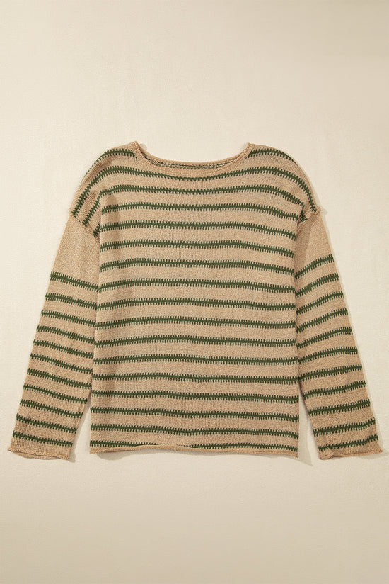 Relaxed khaki striped sweater *