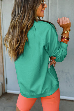 Mint Green Rainbow Color Block Striped Sweatshirt