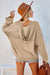 Casual Khaki Hoodie with Buttons and Solid Patchwork Trim