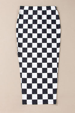 Mid-long high-waist skirt checkered *