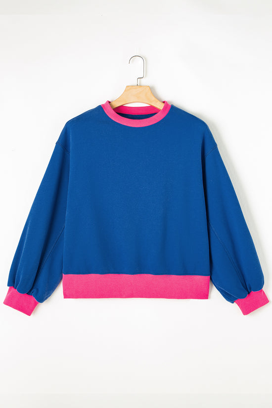 Blue Sweatshirt with Bubbles and Color Block *