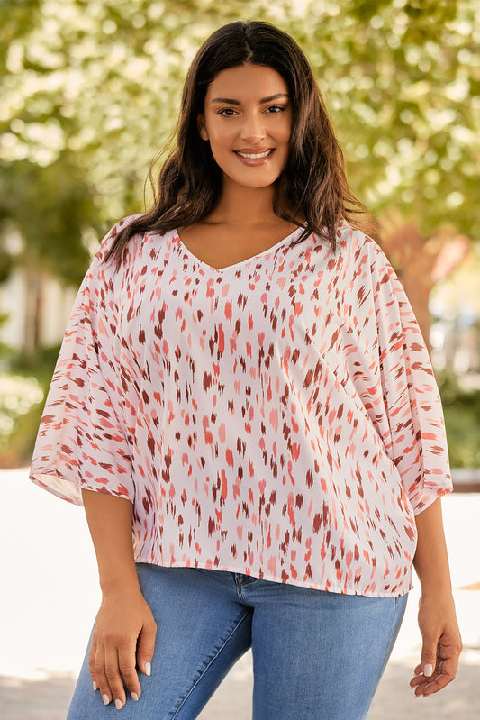 Chemisier à manches plus sliées en rose 3/4 Dolman plus taille