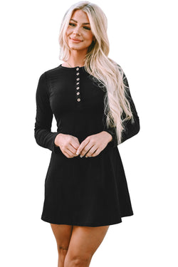 Vestido Henley Black United con mangas largas