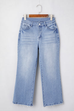 Beautiful Blue - High wave jeans with raw hem and washed mineral