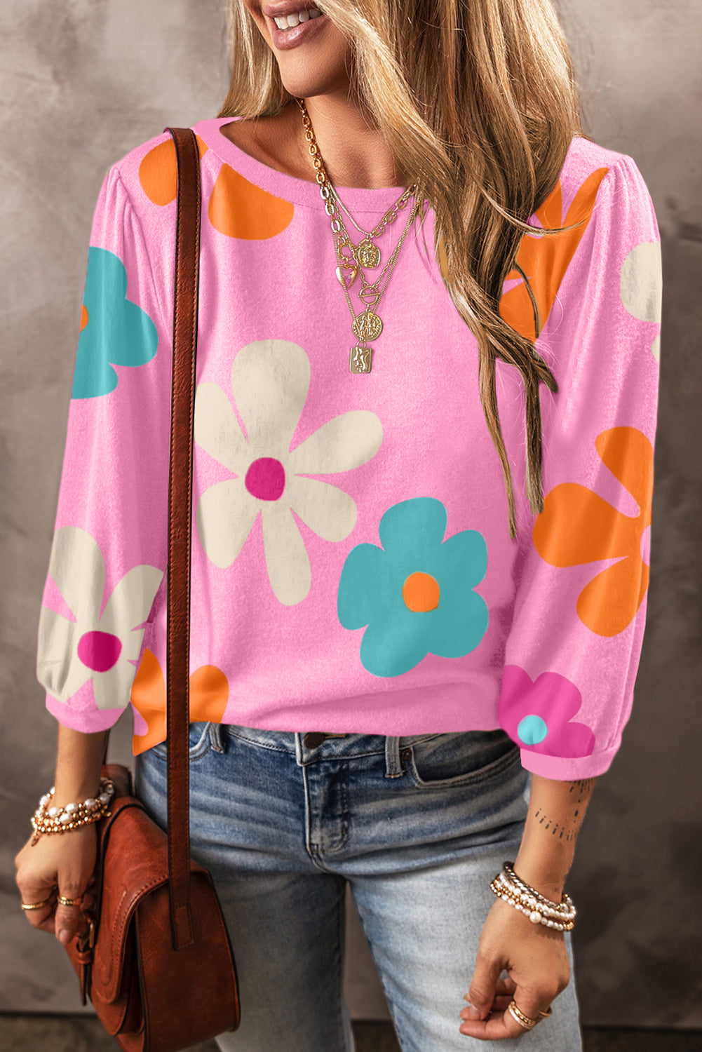 Sleeve top bracelet and pink floral print *