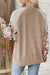 Long -sleeved ribbed blouse and floral patch pachemin