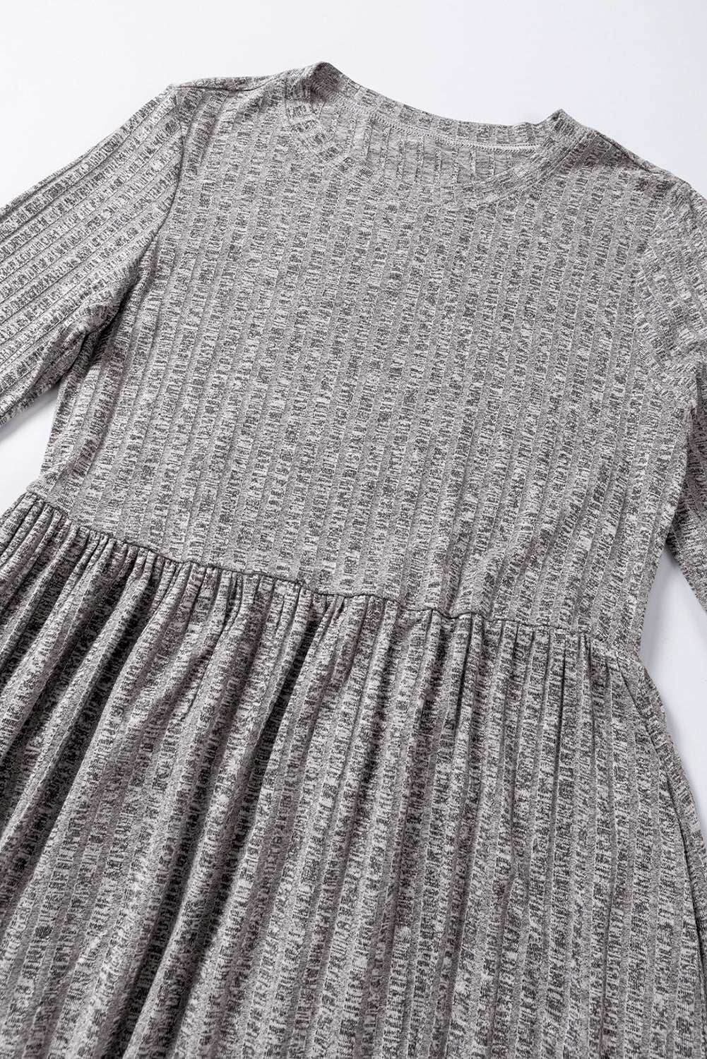 Vestido midi de línea A-Line con textura con textura gris