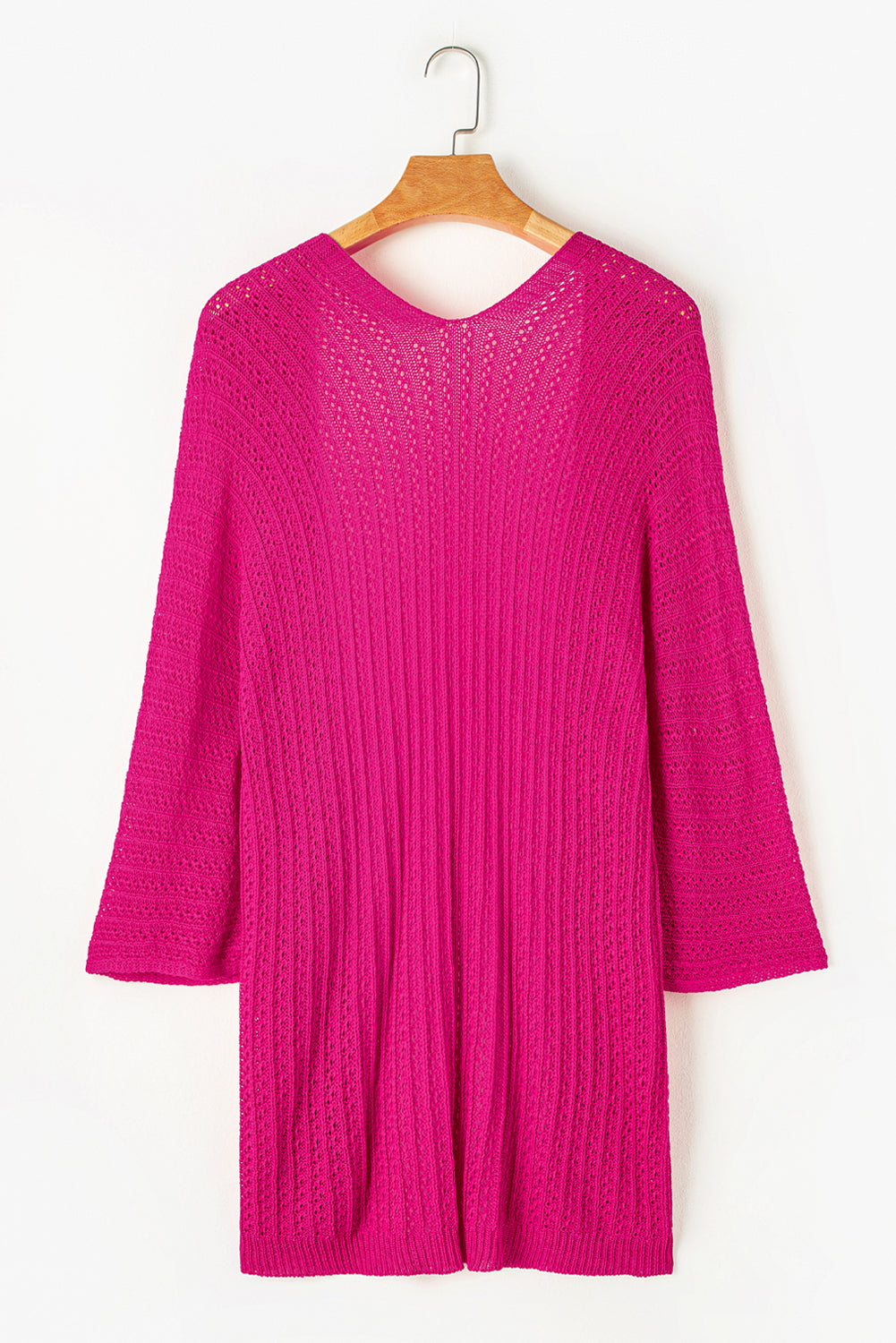 Cardigan en tricot à manches bracelet ajouré rose-A WOMAN WE LOVE