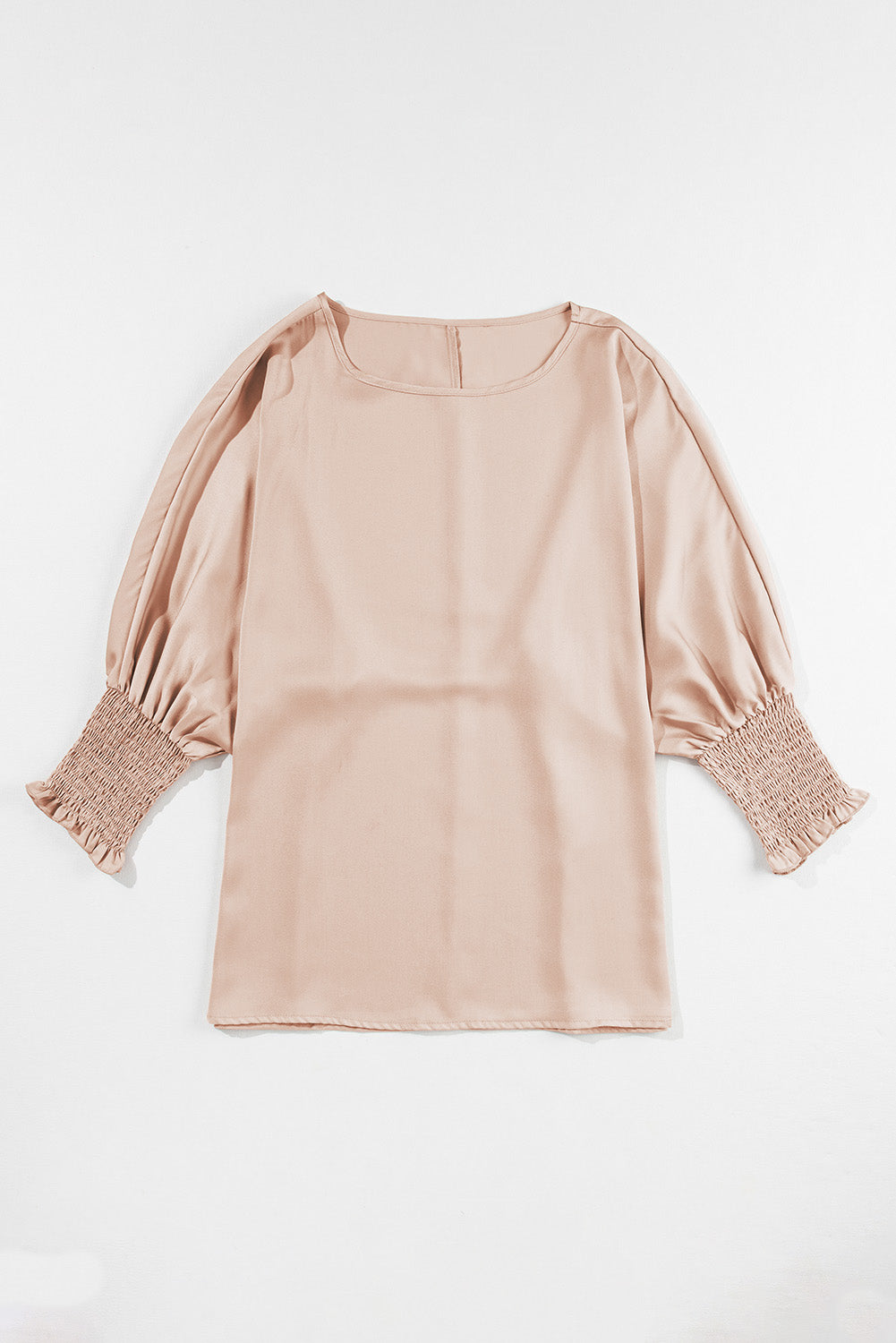 Blouse en satin froncée gris fumée à manches chauve-souris