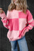 Large pink sweater for a low -low striped color block