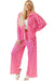 Ensemble pyjama chemise boutonnée à carreaux rose et pantalon taille haute