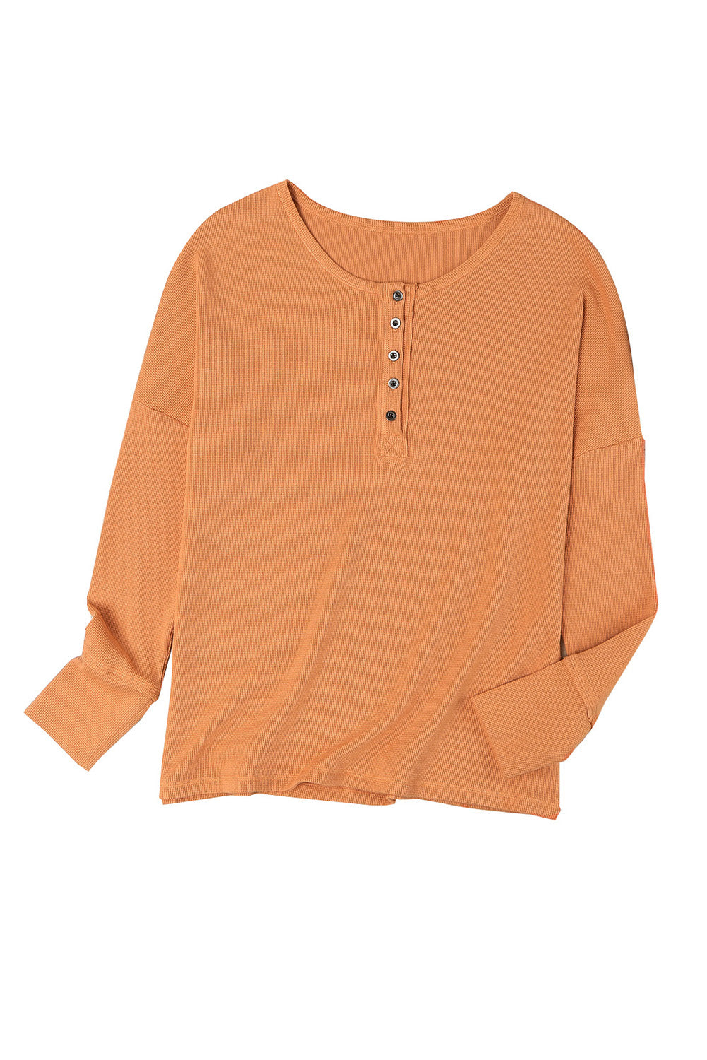 Top henley de punto tipo gofre naranja