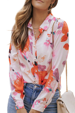 Long sleeve buttoned shirt and multicolored abstract print