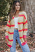 Striped Printed Ribbed Knitted Long Cardigan