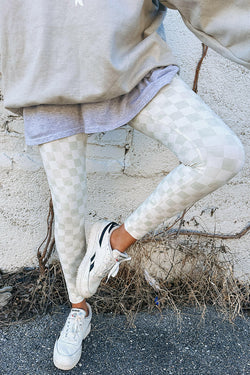 Skinny leggings high waist with gray checkered pattern *