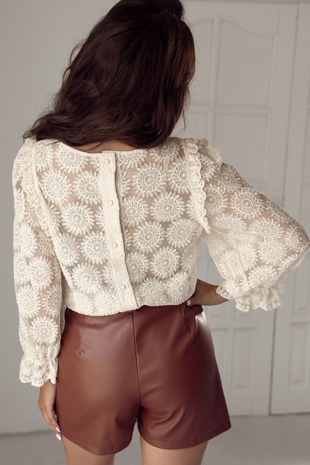 Blusa manica a fiore di fiore di farina d'avena