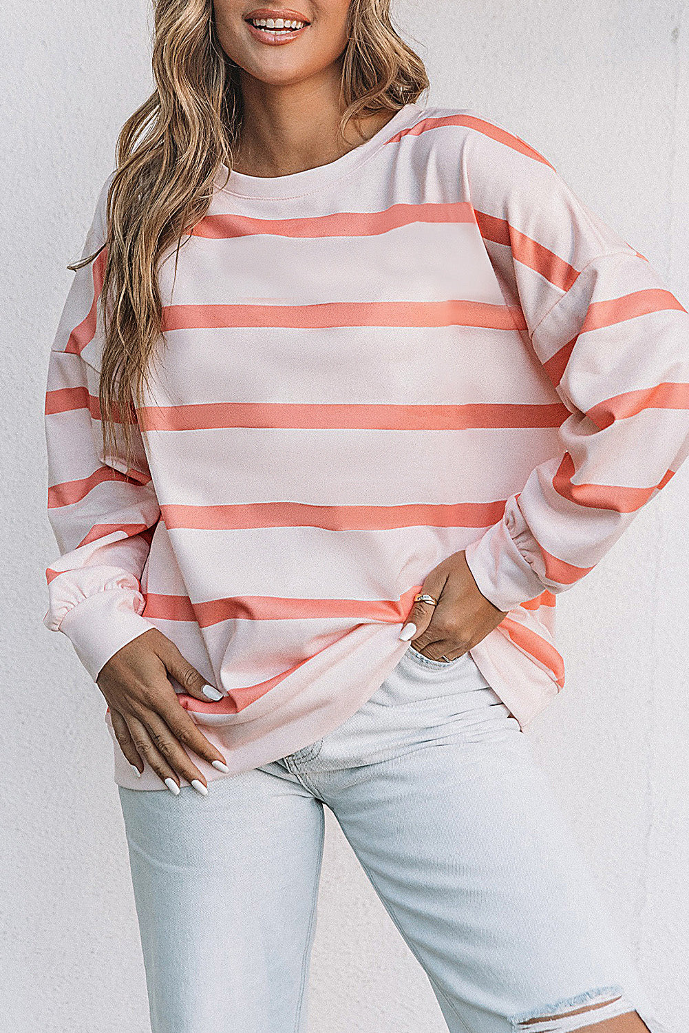 Stripe Stripe Glip Spalla Pullover Felpa