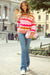 Red rosy rose sweater with balloon sleeves and drooping shoulders *