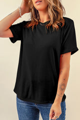 Round-plated relaxed black t-shirt