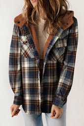 Plaid Sherpa Lined Hooded Jacket