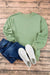 Solid Smoke Green Crew Neck Drop Shoulder Sweatshirt