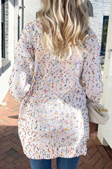 Cardigan à manches longues en tricot côtelé blanc Confetti-A WOMAN WE LOVE