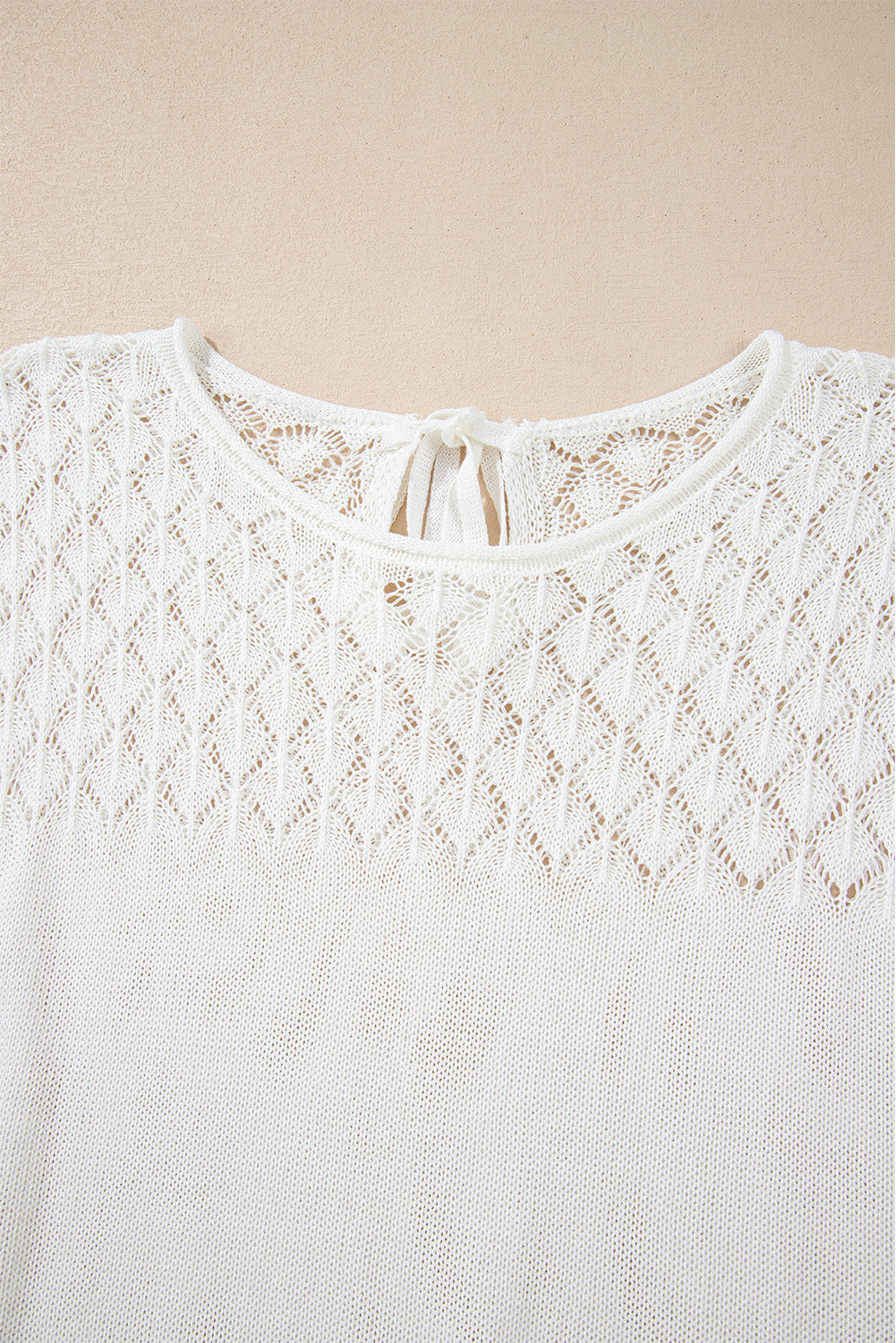 Pull blanc à manches courtes en tricot *