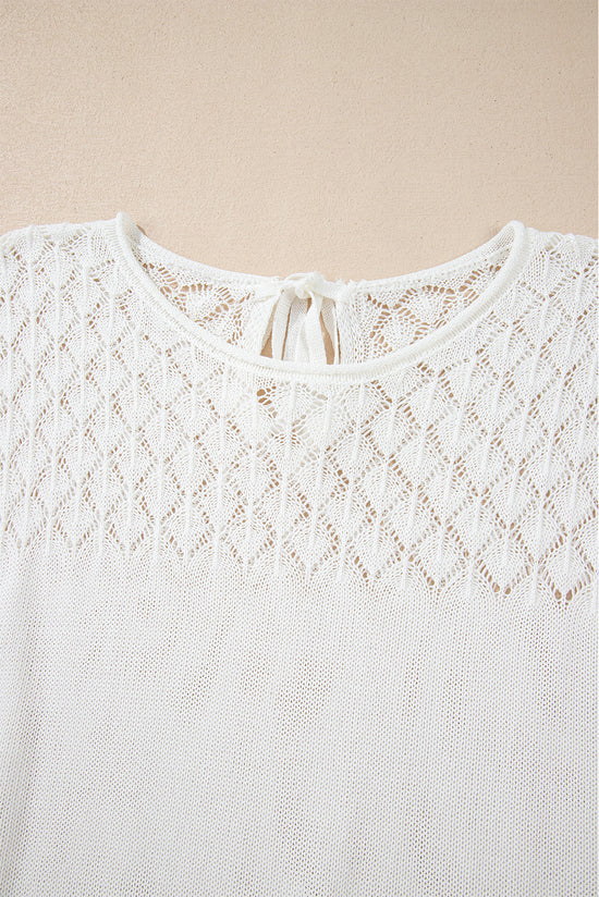 Pull blanc à manches courtes en tricot *